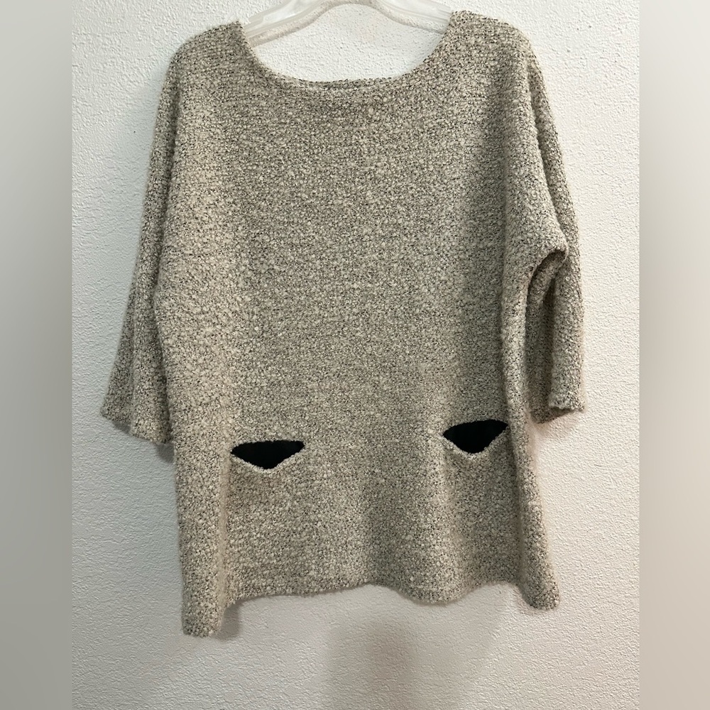 Women’s Libre 3/4 Sleeve Oversized Wool Blend Knit Sweater With Pockets Sz XL